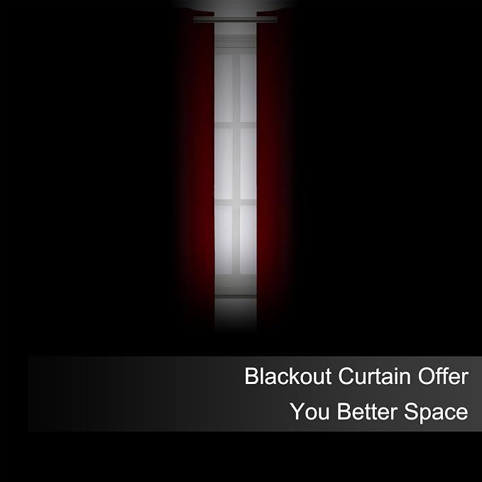 Blackout Curtains 66 x 54 Inch Long Red Curtains Set of 2 Panels Room Darkening - Image 3