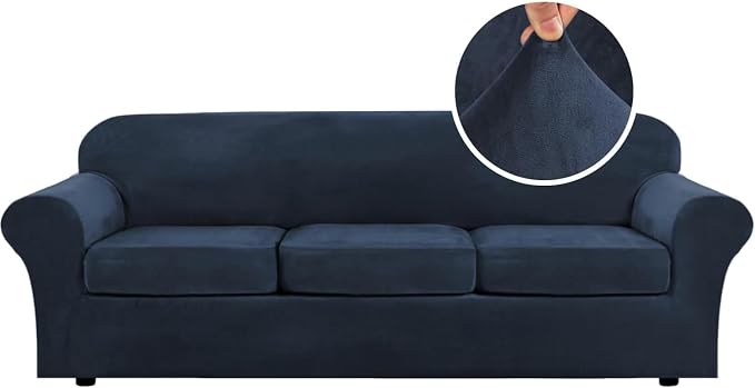 H.VERSAILTEX High Stretch Sofa Slipcover 4 Piece Cover Velvet Furniture by HVERSAILTEX