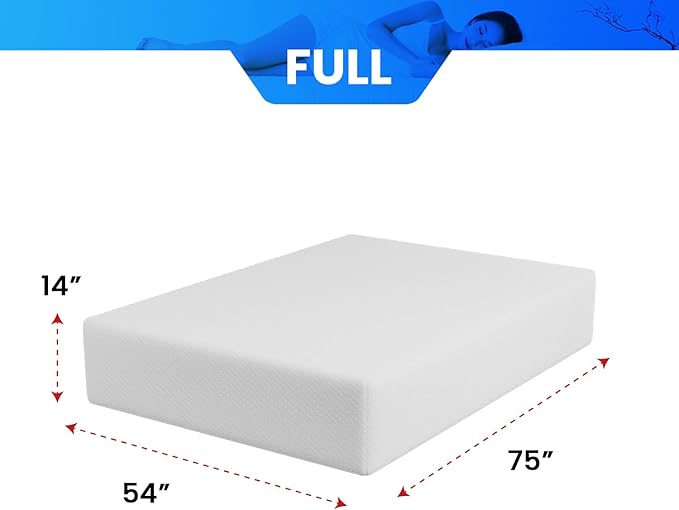 PayLessHere 14 Inch/Medium-Firm Mattress/Gel Memory Foam Mattress/Fiberglass Free/CertiPUR-US Certified/Bed-in-a-Box/Cool Sleep & Comfy Support,Full
