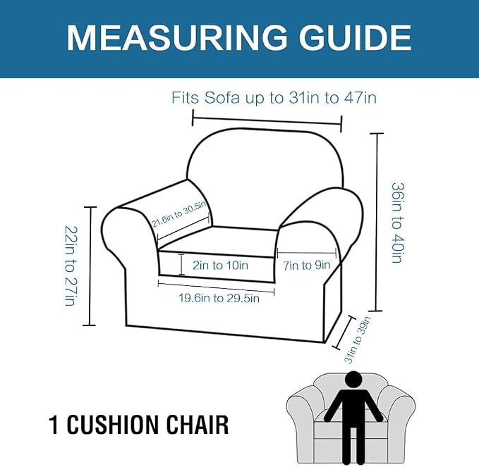 H.VERSAILTEX 2 Piece Couch Cover Stretch Stylish Chair Cover Furniture - Image 2