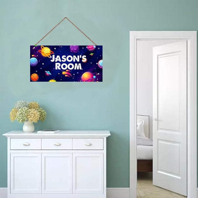 Personalized Sign, Stars Signs,Custom Name Sign,Wall Door Sign For Boys Room, Nursery Art For Kids Room Outer Space Theme Decor Astronaut Stickers For Girls Bedroom Little Man Cave
