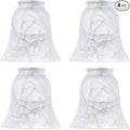 Ceiling Fan Light Covers, Transitional Style Bell Frosted Shade, Milky Scavo Glass Alabaster Shade, Perfect Ceiling Fan Globes Replacement Glass Accessories, Standard 2-1/8" Fitter Size, Pack of 4