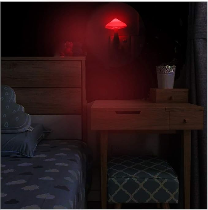 AUSAYE 4 Pack Plug in Night Light, Mushroom Light LED Nightlights for Kids, Adults, Bedroom, Bathroom,Hallway, Stairs, Kitchen Red