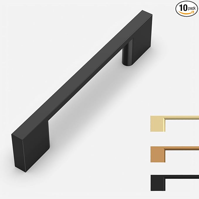 10 Pack Matte Black Cabinet Pulls 3.75 Inch Handles for Cabinets, Kitchen Hardware, Dresser Pulls