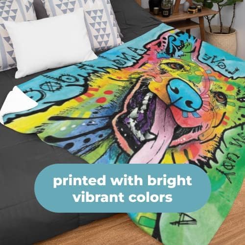 Dawhud Direct Colorful German Shepherd Fleece Blanket for Bed, 50 x 60 Dean Russo German Shepherd Fleece Throw Blanket for Women, Men and Kids - Super Soft Plush Dog Blanket Throw Plush