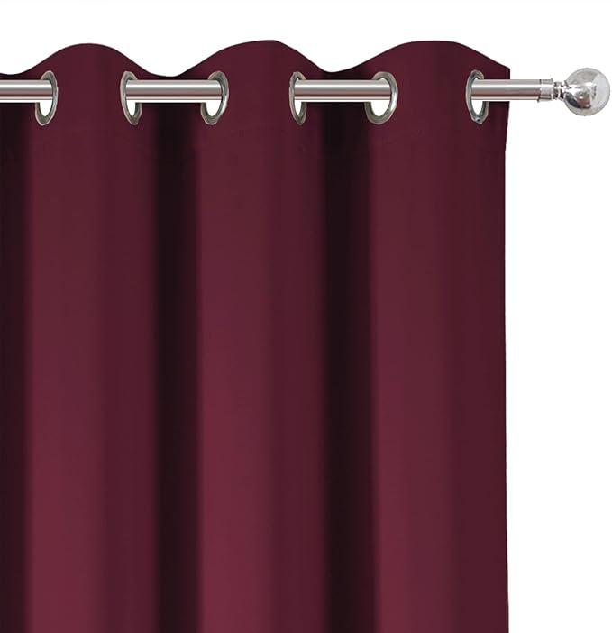 Burgundy Red Blackout Curtains 42 x 54 Inch Length Set of 2 Panels Grommet - Image 7