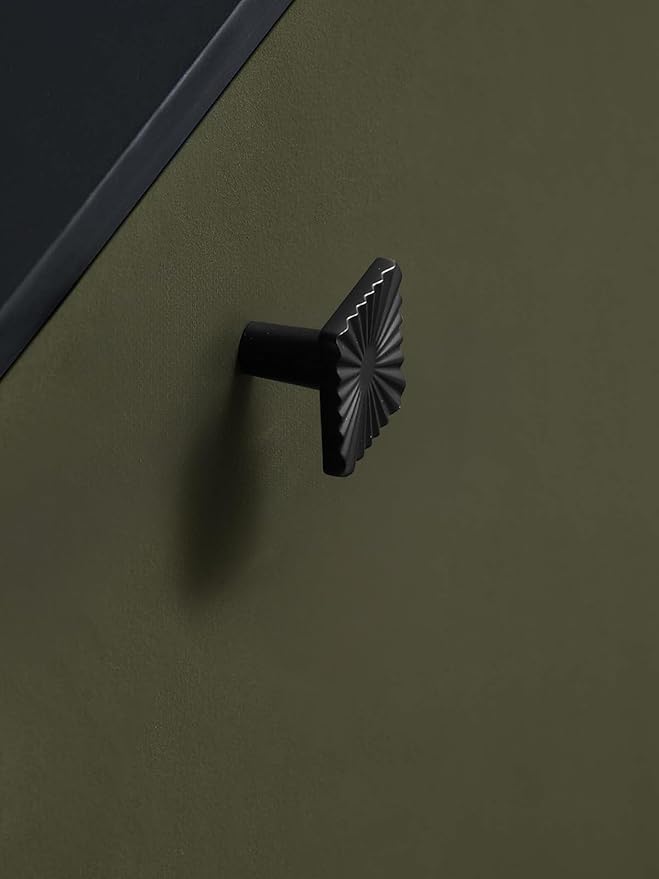 2 Pack Black Cabinet Knobs Square Drawer Pulls Bathroom Dresser Handles Hardware Zinc Alloy
