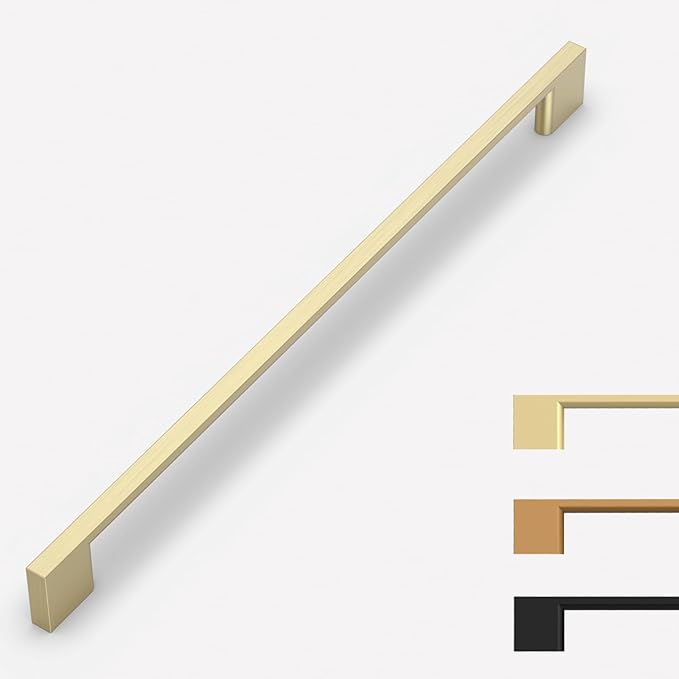 6 Pack Brushed Gold Cabinet Pulls - 11.3 Inch Cabinet Handles - Kitchen Hardware Wardrobe Pulls