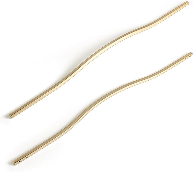 Goo-Ki Low Profile Brushed Brass Cabinet Pulls, Double Hole Centers (17.6''/18.9'') Zinc Alloy Handle for Drawer Cupboard Wardrobe,6 Packed