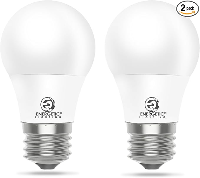 Energetic 5.5W A15 LED Refrigerator Bulb, 40 Watt Equivalent, 3000K Warm White, Dimmable A15 Ceiling Fan Light Bulbs, E26 Base, 2 Pack