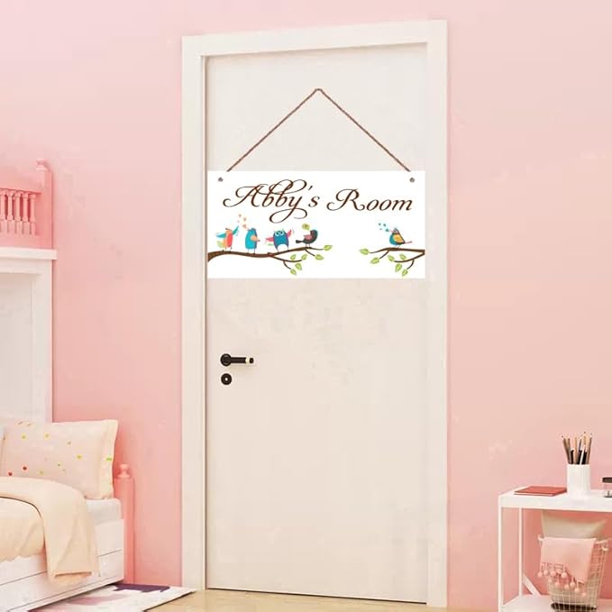 Personalized Vintage Birds Signs Tree Sign For Kids Room Custom Name Door Wall Decor Floral Nursery Art Plate For Boys Room Girls Bedroom Little Man Cave