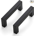 JOY DECOR 10 Pack Cabinet Handles, Black Cabinet Pulls, 3 Inch Kitchen Closet Handles Square Drawer Pulls Stainless Steel Drawer Hardware, 76mm Hole Centers