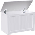 Toy Box Storage Chest for Girls Boys, Wooden Trunk Bench w/Flip-top Lid & Safety Hinge, Kids Play Room Nursery Organizer, Bedroom Storage w/ 100L Storage Area (White)