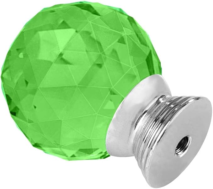 12 Pcs 30mm Round Shape Crystal Glass Cabinet Knobs with Screws Drawer Knob Pull Handle Used for Kitchen, Dresser, Door, Cupboard(Green