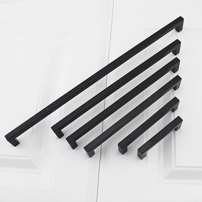goldenwarm 200 Pack 3 Inch Black Cabinet Handles Matte Black Drawer Pulls Stainless Steel Cabinets Hardware Square Bar Modern for Kitchen Bathroom Cupboard