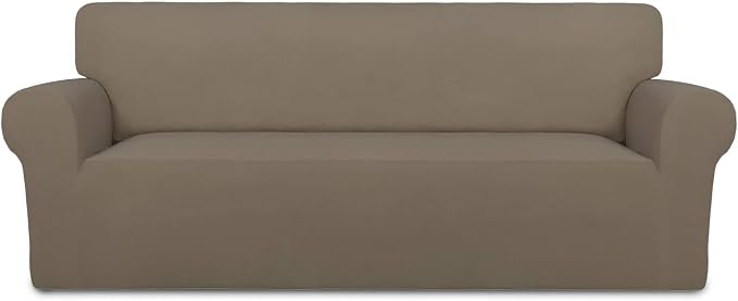 PureFit Stretch Oversized Couch Covers Fleece Sofa Slipcovers Natural | 1-Piece by PureFit