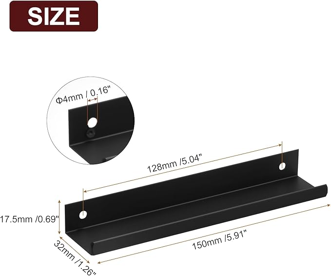 uxcell Cabinet Finger Edge Pull, 5pcs 150mm / 5.91" Aluminum Alloy Back Mount Hidden Cabinet Pulls Concealed Handle for Home Kitchen Drawer Cabinet, Black