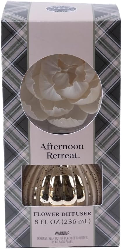 Bridgewater Candle Afternoon Retreat Flower Diffuser | Outdoors Woodsy Scented Diffuser | Metallic Decorative Air Freshener for Home | 8 oz | 60 Day Lifespan