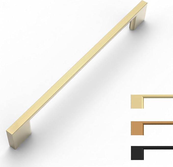 10 Pack Brushed Gold Cabinet Pulls 8.8 Inch Handles for Kitchen Cabinets, Dresser Hardware