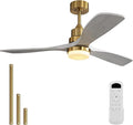 Sofucor Ceiling Fans with Lights and Remote, 52 Inch Low Profile Indoor/Outdoor Ceiling Fan with Light, Reversible DC Motor, 6 Speeds, Solid Wood 3 Blades Ceiling Fans for Bedroom Living Room Patio