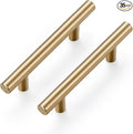 Ravinte 35 Pack 5 Inch Cabinet Pulls Champagne Bronze Stainless Steel Kitchen Drawer Pulls Cabinet Handles 5 InchLength, 3 Inch Hole Center