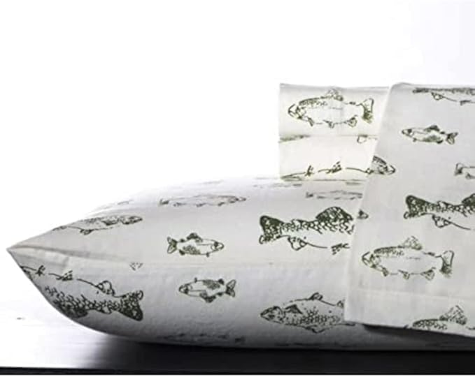Eddie Bauer - Twin Sheets, Cotton Flannel Bedding Set, Brushed For Extra Softness, Cozy Home Decor (School of Fish, Twin)