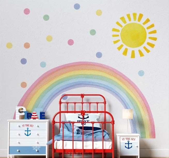Large Rainbow Wall Decals – Removable Peel and Stick Décor for Kids Room, Playroom, Nursery Walls, and Bedroom Wall Décor - Wall Sticker (74" W x 39" H)