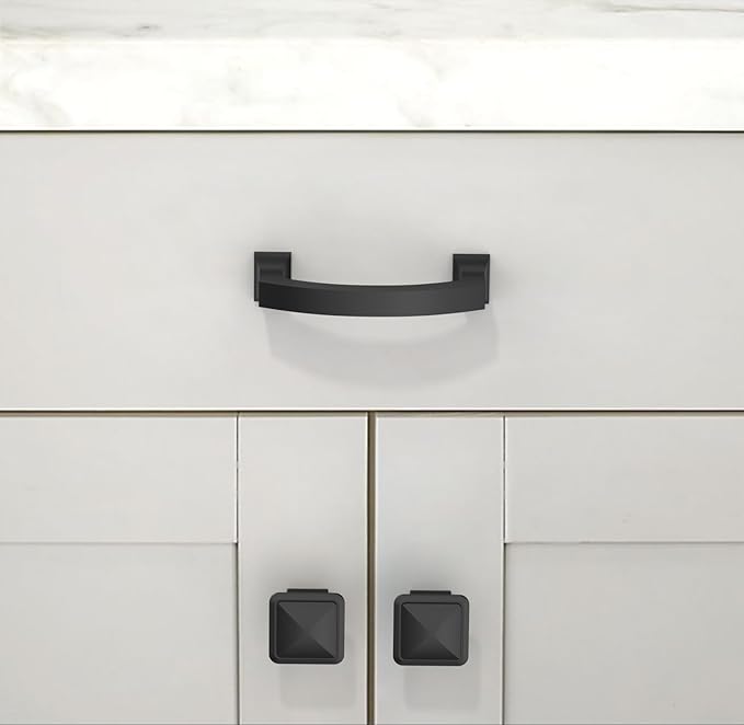 10 Pack Matte Black Cabinet Pulls 3 Inch(76mm) Kitchen Cabinet Handles Solid Zinc Alloy Cabinet Hardware Drawer Pulls