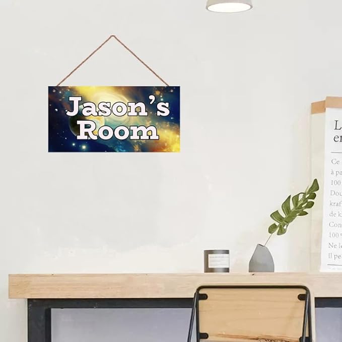Personalized Sign Galaxy Stars Themed Bedroom Decor Fantasy Sign for Kids Room Outer Space Decor for Boys Room Nursery Wall Decorations Stuff For Little Man Cave