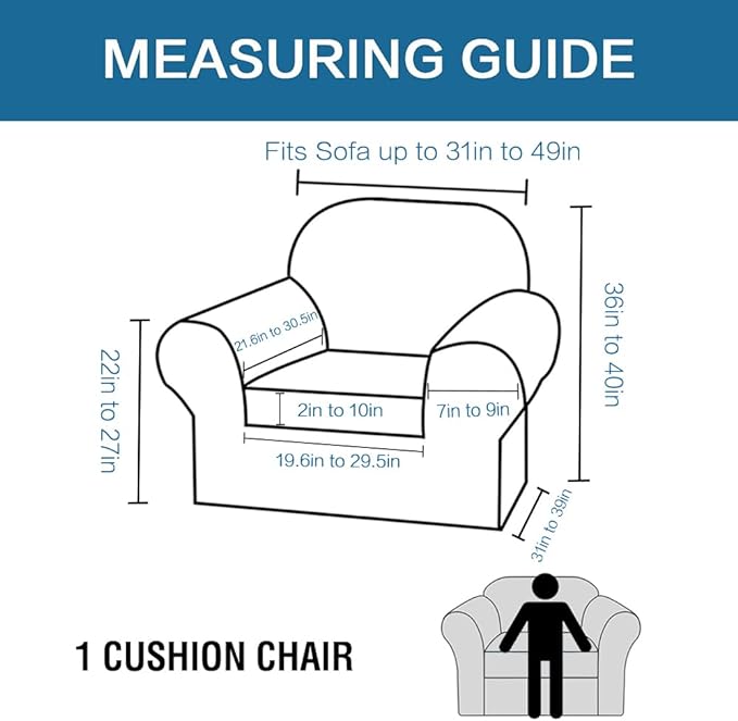 H.VERSAILTEX Rich Polyester Spandex Blend 2 Piece Cover Chair Slipcover Sofa - Image 2