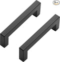 Ravinte 3 Pack Black Cabinet Pulls 4 Inch Square Kitchen Cabinet Handles Matte Black Kitchen Hardware for Drawer Pulls Drawer Handles Come with Screwdriver