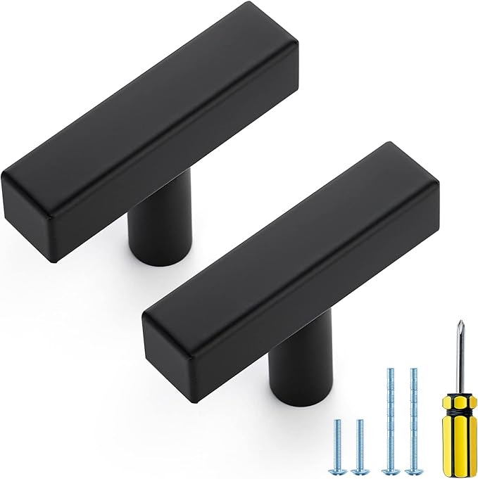 Ravinte Black Cabinet Handles 5 Pack Matte Black Square Cabinet Pulls Kitchen Hardware 2 inch Overall Length Kitchen Drawer Pulls