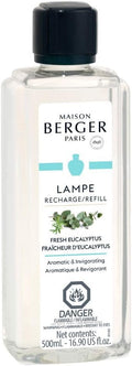 Maison Berger - Fresh Eucalyptus - Lampe Berger Fragrance Refill – 16.9 oz (500ml) – Home Fragrance Oil & Air Purifier – Lavender, Eucalyptus, Cedar & Amber