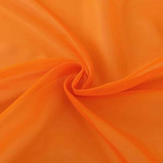 SpaceDresser Basic Rod Pocket Sheer Voile Window Curtain Panels Orange 2 Panels - Image 6
