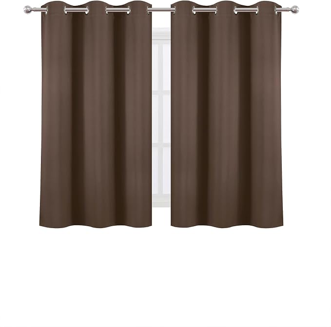 Chocolate Brown Blackout Curtains 34 x 54 Inch Length/Set of 2 Curtain - Image 2