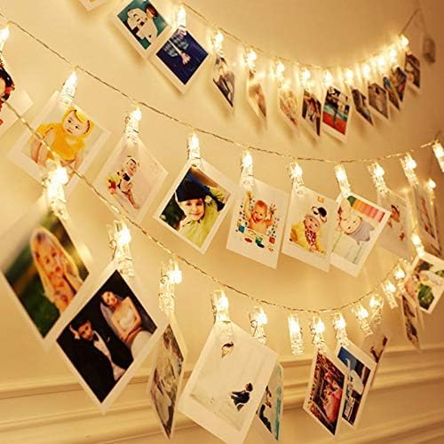 50 LED Photo Clip Fairy Lights LED Twinkle Lights Starry Lights for Home Bedroom Halloween Thanksgiving Christmas Party Wedding Decor - Warm White