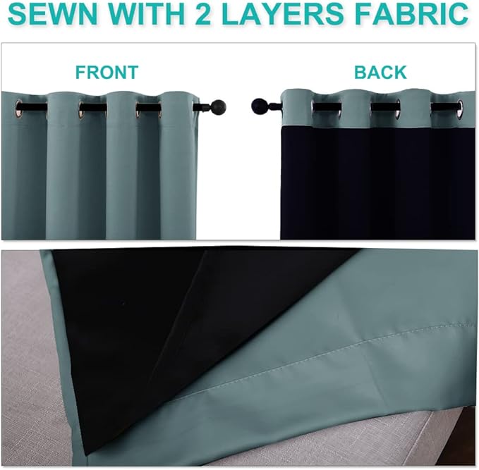 NICETOWN Full Shading Curtains for Windows, Super Heavy-Duty Black Lined - Image 4