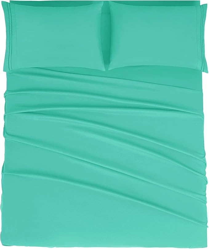 Mejoroom California King Size Sheet Set - Soft Microfiber Bed Sheets,Deep Pocket Fitted Sheet, Breathable, Wrinkle & Fade Resistant - 4 Piece (California King, Mint)