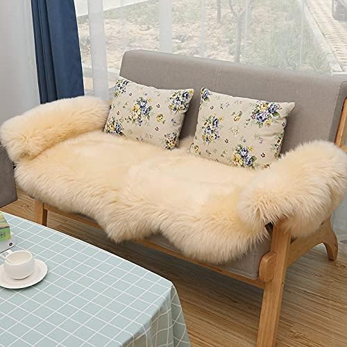 HUAHOO Premium Genuine Sheepskin Rug Beige Real Australia Sheepskin Natural by HUAHOO