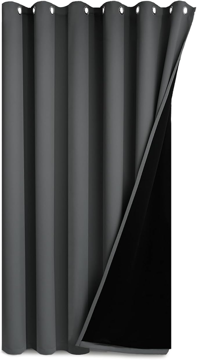 Yakamok Dark Grey Blackout Patio Door Curtain Panels W100 x L108, 1 Panel | by Yakamok