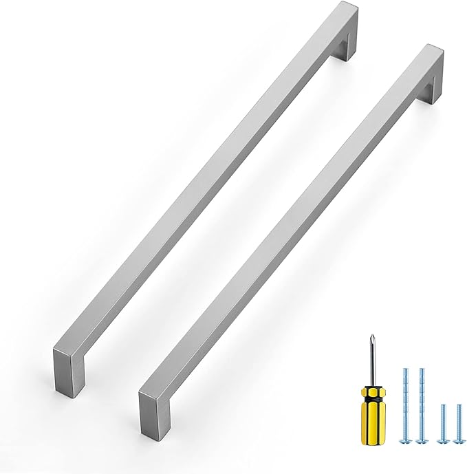 Ravinte 5 Pack Brushed Nickel Kitchen Cabinet Handles 11-1/3 Inch Cabinet Pulls Square Kitchen Hardware for Cabinet Drawer Pulls Drawer Handles Come with Screwdriver