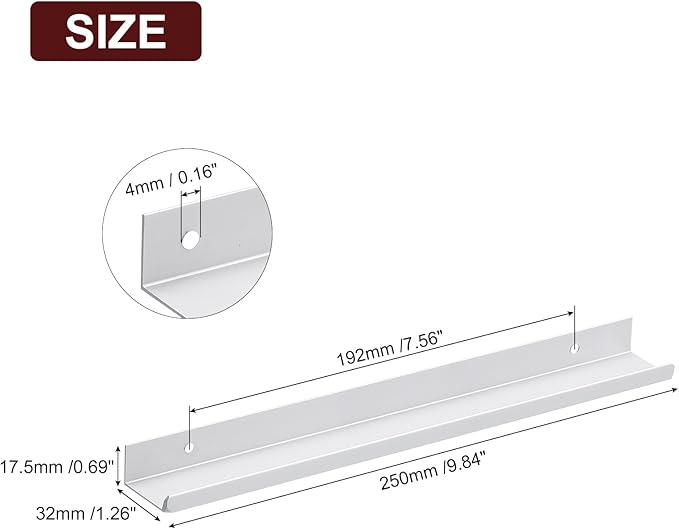 uxcell Cabinet Finger Edge Pull, 5pcs 250mm / 9.84" Aluminum Alloy Back Mount Hidden Cabinet Pulls Concealed Handle for Home Kitchen Drawer Cabinet, Silver