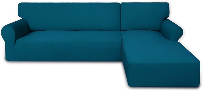 PureFit Stretch Sectional Couch Covers 2 pcs Non Slip L Shape Sofa Cover by PureFit