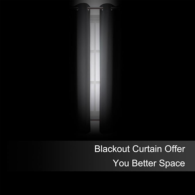 Blackout Curtains 66 x 54 Inch Long Frost Grey Curtains Set of 2 Panels Room - Image 3