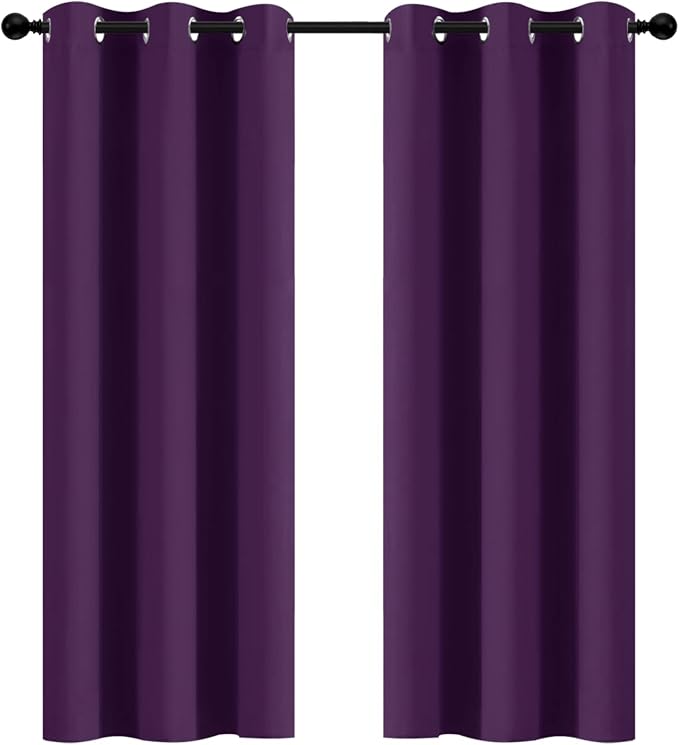 Yakamok Room Darkening Curtains 42x72 inch Length Purple-Living Room | 2 panels by Yakamok