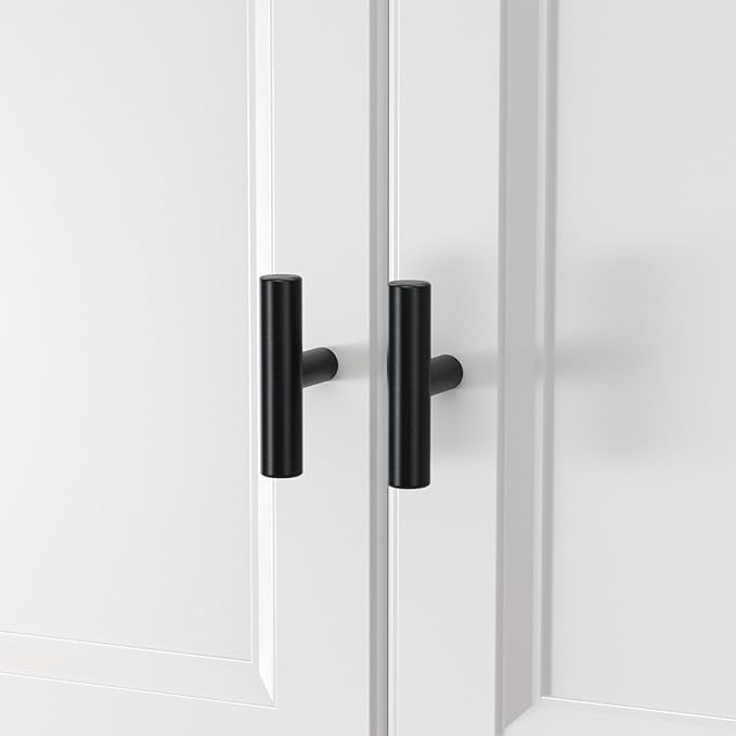 homdiy Black Cabinet Handles 20Pack Single Hole Kitchen Drawer Pulls and Knobs Stainless Steel Cabinet Hardware for Bathroom, Cupboard