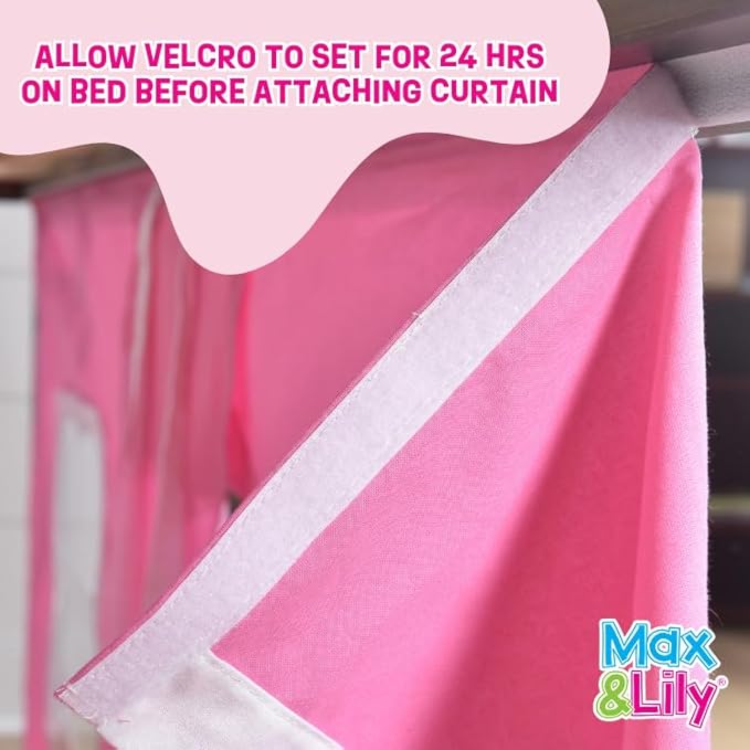 Max & Lily Underbed Curtain for Low Bunk/Loft Bed, Princess Play Privacy Set for Kids, 2 Panel Cotton Set for Bottom Bunk, Blue/Silver