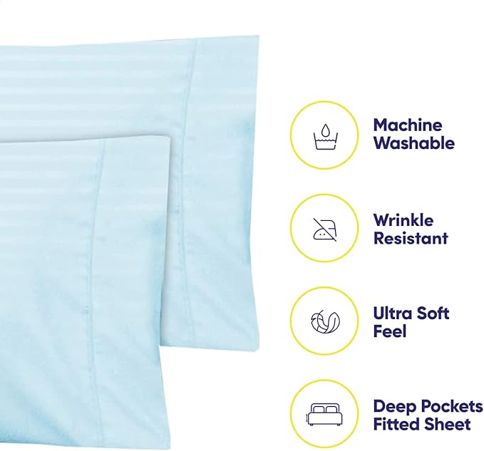 King Size Bed Sheets - 6 Piece 1500 Supreme Collection Fine Brushed Microfiber Deep Pocket King Sheet Set Bedding - 2 Extra Pillow Cases, Great Value, King, Dobby Light Blue