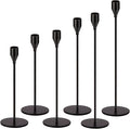Matte Black Candle Holders Black Candlestick Holders Metal Candle Holder for Wedding, Dinning, Party, Fits 3/4 inch Thick Candle&Led Candles (Set of 6 Pcs)