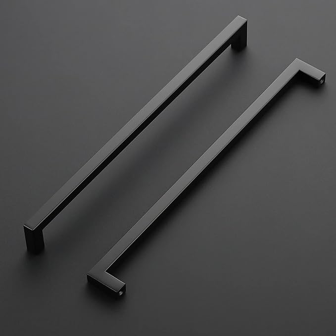 Ravinte 25 Pack Black Cabinet Pulls 12-3/5 Inch Square Kitchen Cabinet Handles Matte Black Kitchen Hardware for Drawer Pulls Drawer Handles Come with Screwdriver